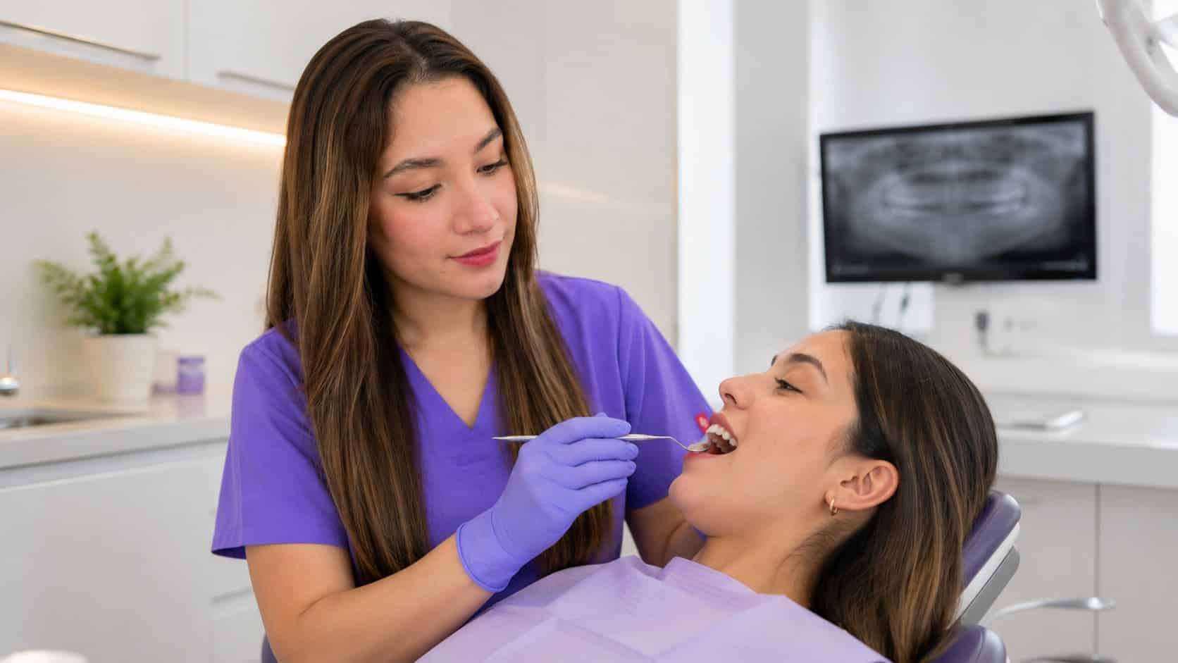 Dra. Brenda realizando una valoración de odontología general en Solángel Villahermosa