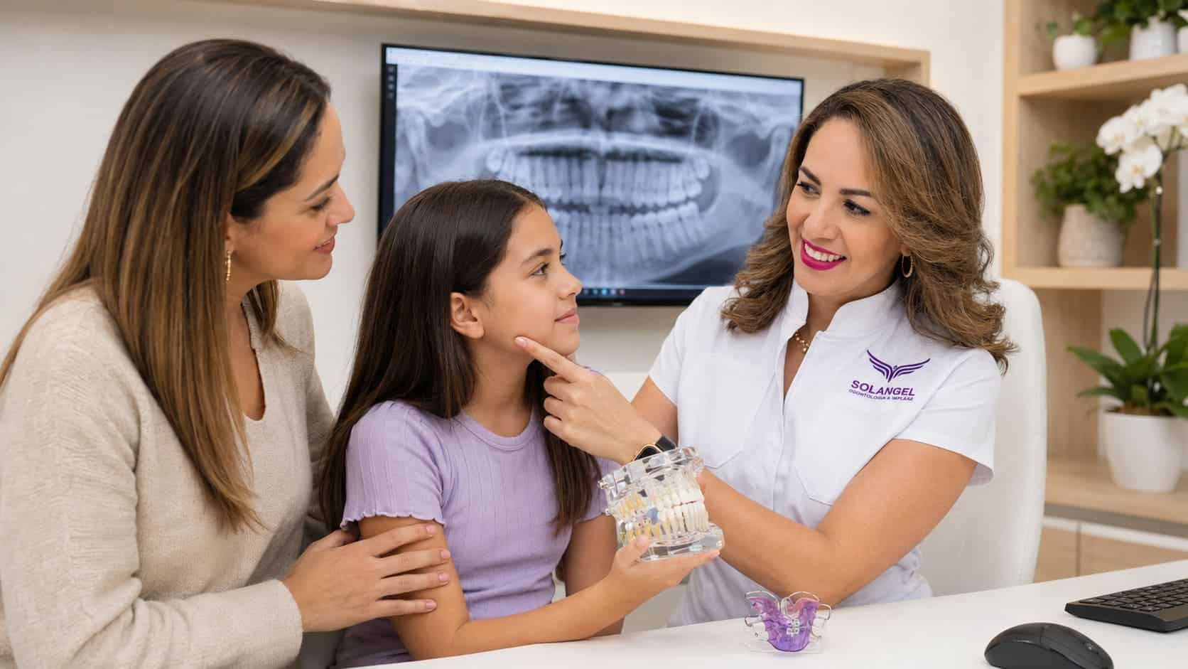 Dra. Joanna atendiendo a un niño en consulta de odontopediatría en Solángel Villahermosa
