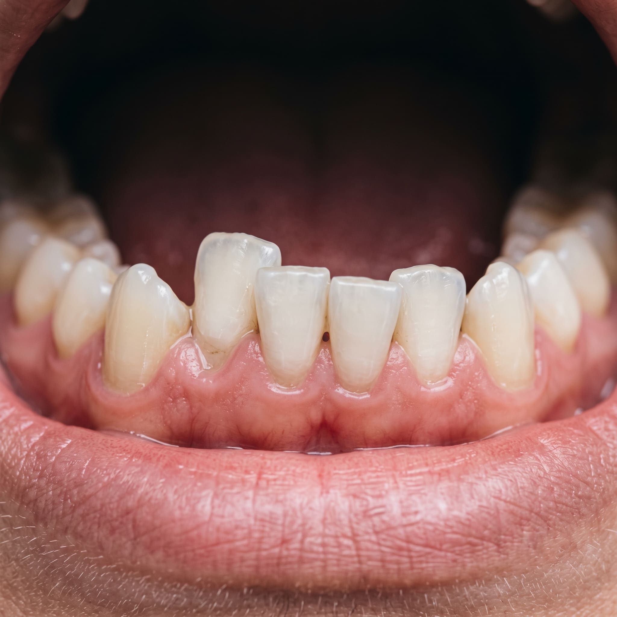 Dientes inferiores encimados por la presión de la muela del juicio al intentar salir.